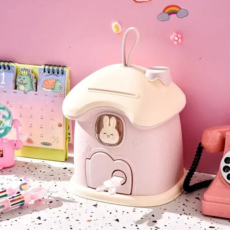 Mushroom Money Banking Toy, Kid Money Saving Box, Banks Coin Box With Lock Key, Multipurpose Treasure Chest Box, Children Lockable Coin Box, Paper Note And Coin Saving Box