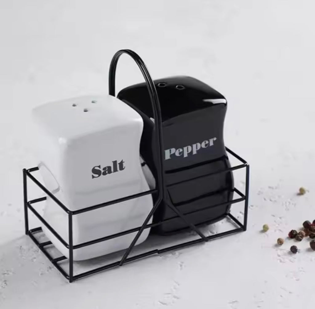 Iron Frame Ceramic Salt And Pepper Shaker, Tabletop Spice Jar Container, Condiment Grinding Tool Kitchen Gadget, Adjustable Salt And Pepper Shaker, Durable Spice Grinder