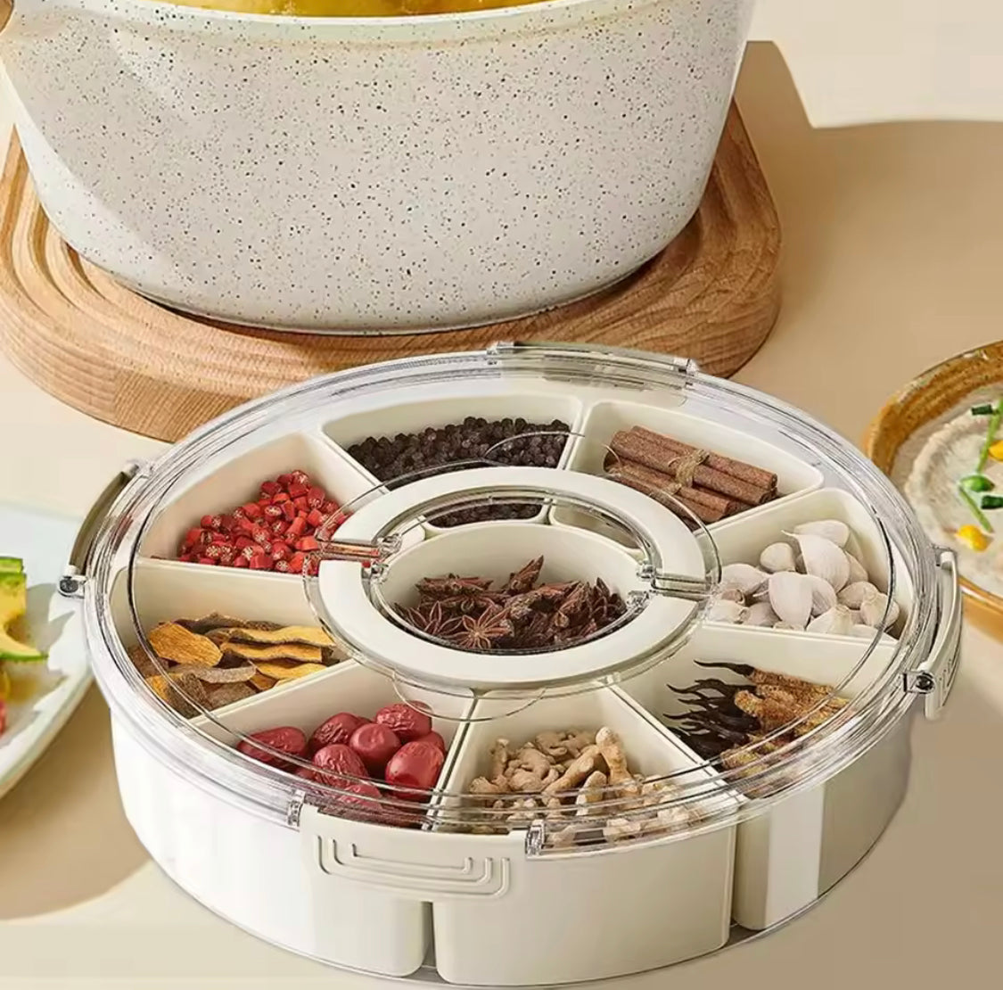 Multi Grids Seasoning Storage Box, Transparent Divided Serving Tray With Lid, Fruits Nuts Candy Spice Storage Box, Snack Container