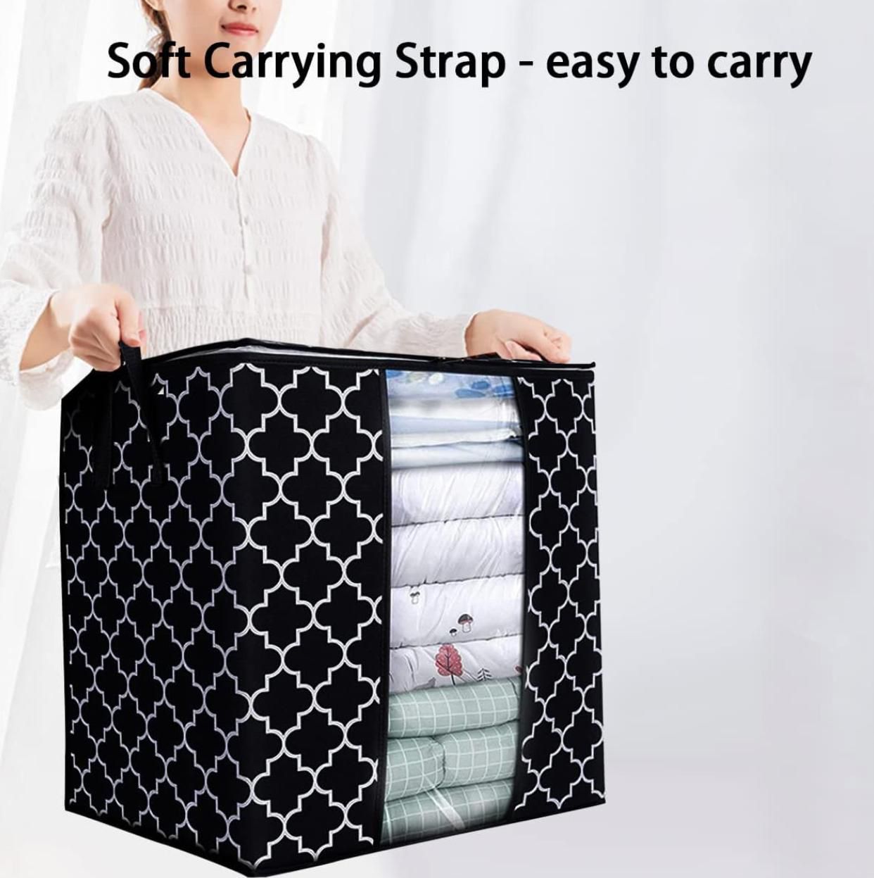 Printed Multipurpose Storage Bag, Storage Bags With Handles, Non Woven Floral Print Storage Organizer, Closet Organizer