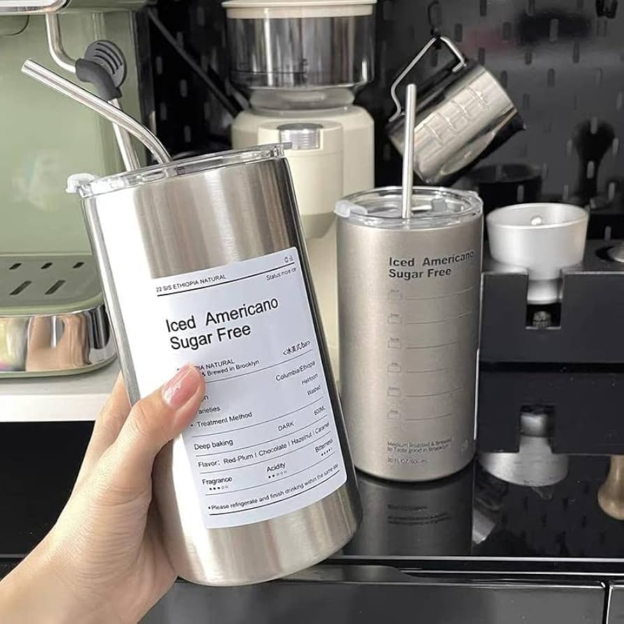 Stainless Steel Ice Coffee And Tea Tumbler, Portable Leakproof Coffee Tumbler, Travel Insulated Car Tumbler With Lid