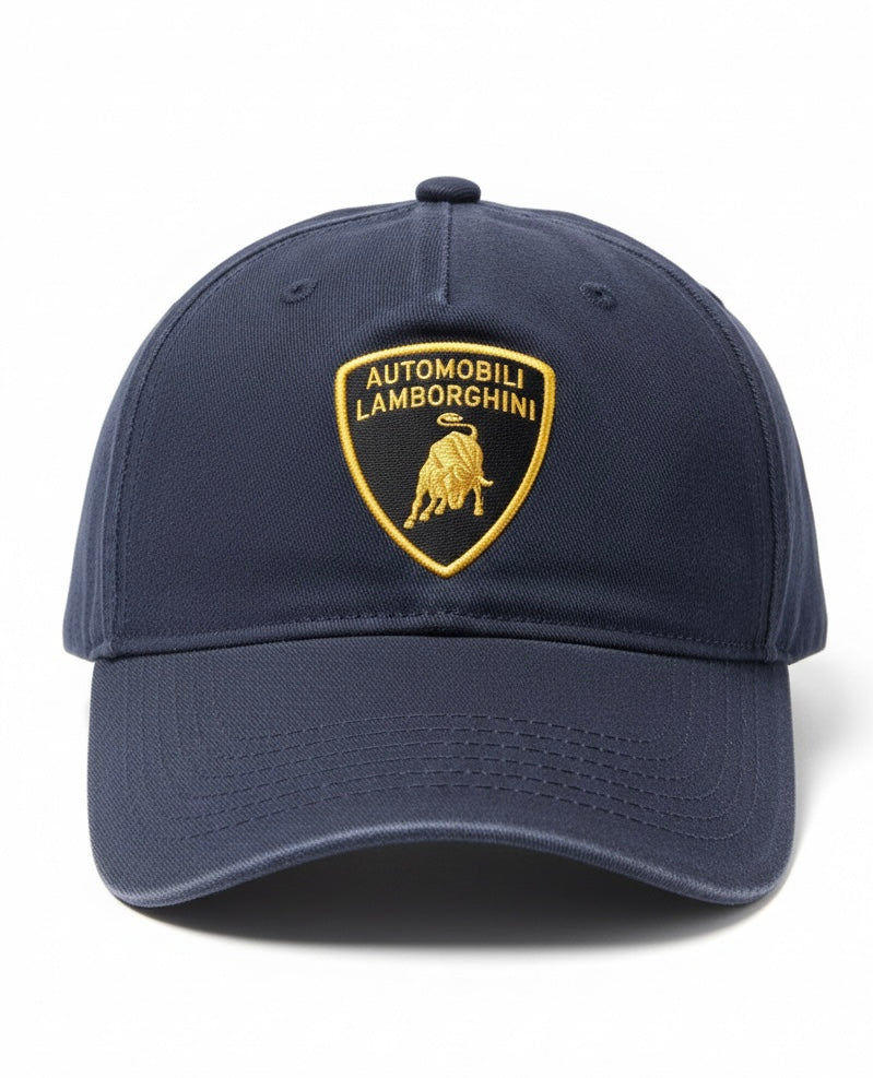Original Automobili Lamborghini Mens Cap Hat Blue Embroidered Buckle Authentic Official.