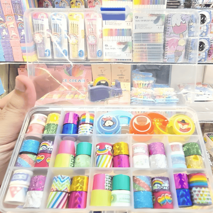 Set of 51 Decorative Tape, Art Washi Tape Storage Box.