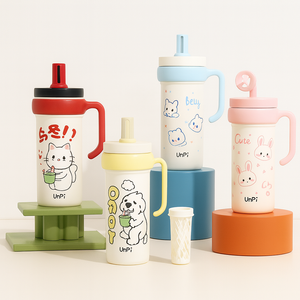 Kids Cartoon Handle Straw Bottle – 700ml