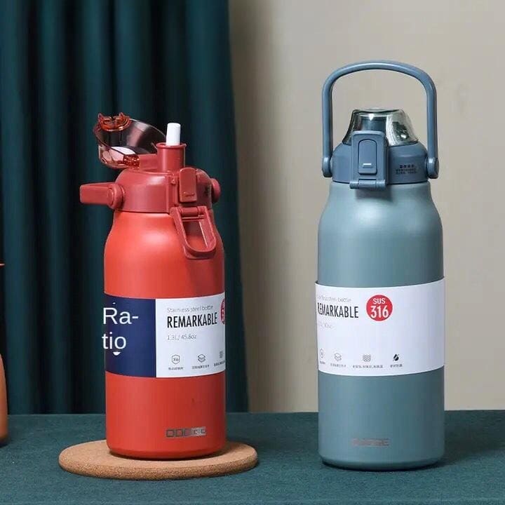 Large Belly Thermal Thermos, Portable High Capacity Vacuum Sport Thermal Bottle, Double Wall Stainless Steel Vacuum Water Bottle, Vacuum Insulated Beverage Container For Outdoor