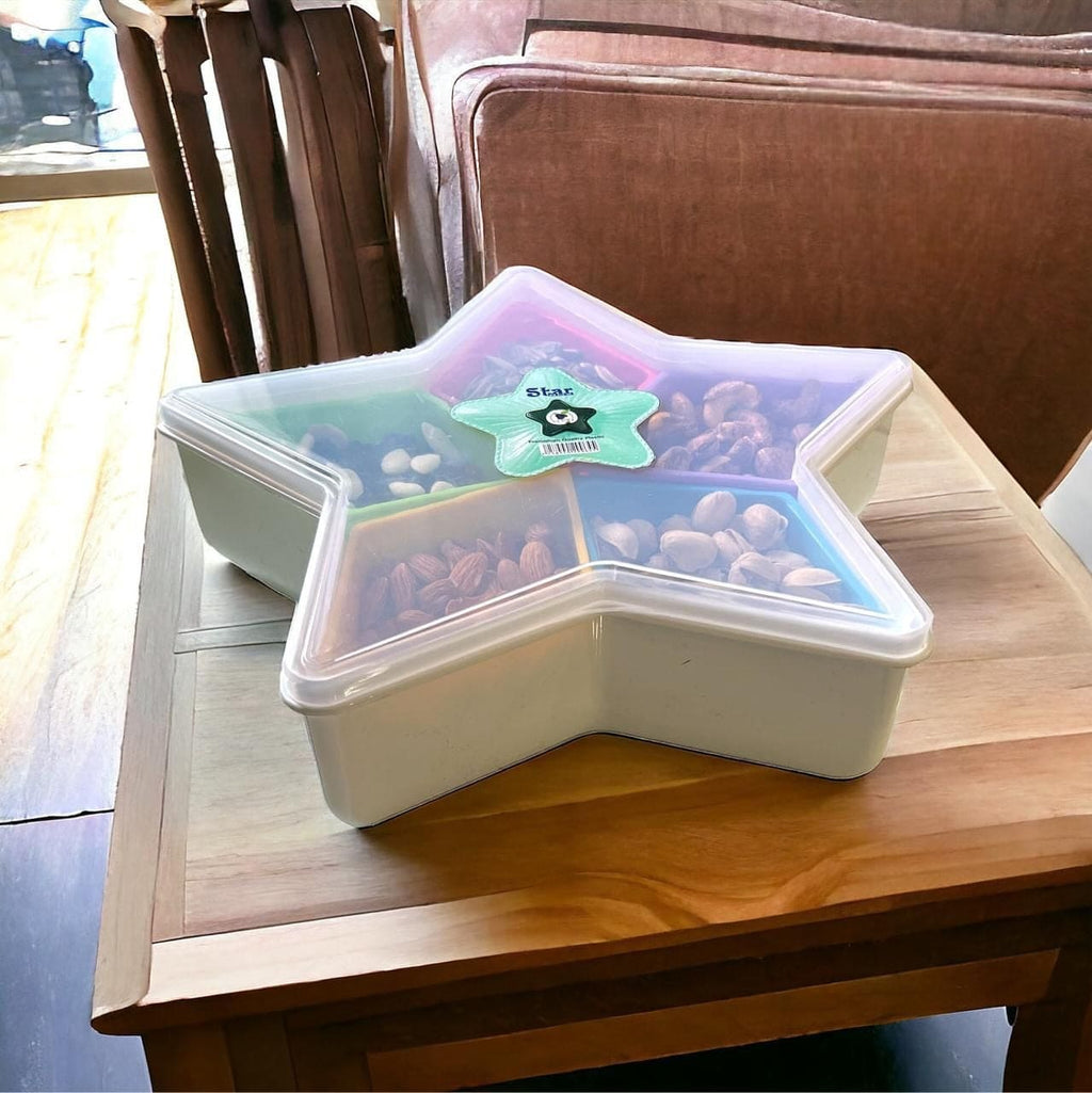 Star Dried Fruit Tray, Household Divided Fruit Bowl with Lid, Plastic Snack Serving Tray, Food Storage Organizer, Multifunction Dried Fruit Box