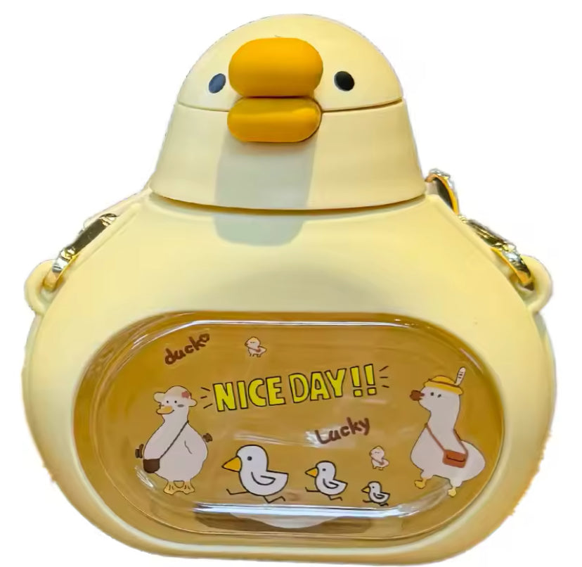 650ML Kawaii Kids Water Bottle, Large Capacity Plastic Straw Drinking Cup, Kids Water Bottle