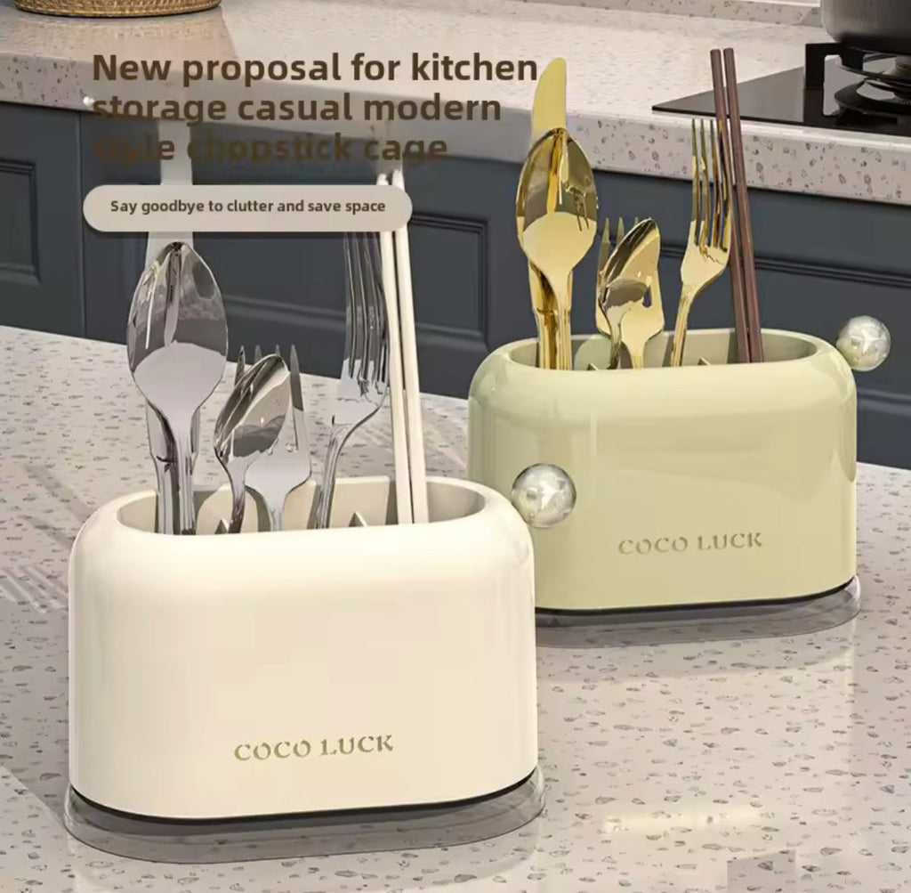 Durable Knife Storage Organizer, Kitchen Utensil Holder With Water Drain Tray, Spoon Fork Chopsticks Storage Rack