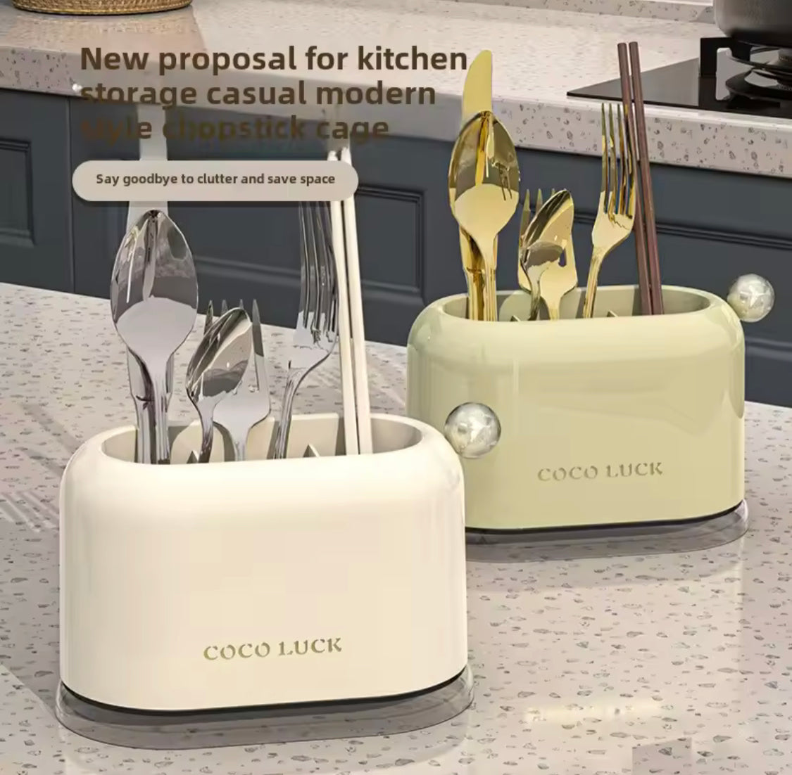 Durable Knife Storage Organizer, Kitchen Utensil Holder With Water Drain Tray, Spoon Fork Chopsticks Storage Rack