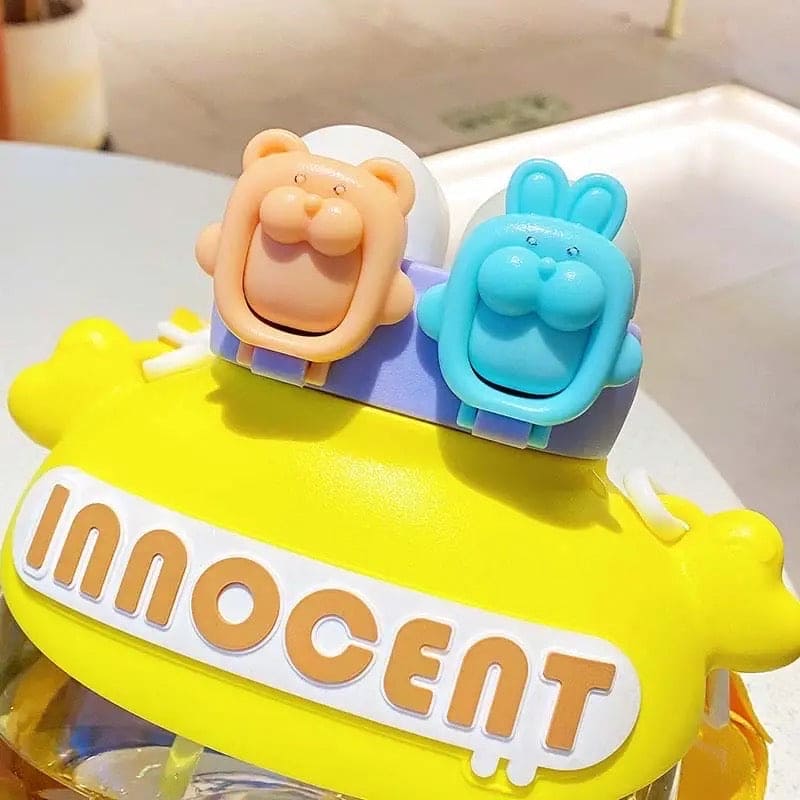 Cute Innocent Water Bottle, Cute and Fun Plastic Fashion Student Straw Water Cup, Double Drink Beverage Bottle, Water Bottle With Straw, Summer Outdoor Travel Drinking Tumbler, 1200ml Triton Plastic Bottle for Fitness and Outdoor Workout