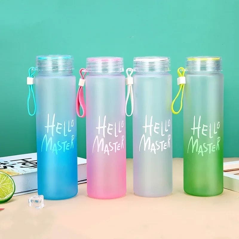 Hello Master Water Bottle, 480ml Transparent Gradient Colorful Bottle, Portable Athletic Stylish Frosted Water Bottle, Large Capacity Misting Water Bottle, Gradient Drinkware Travel Bottle, Outdoor Sport Fitness Water Cup
