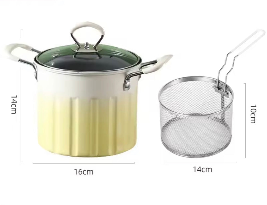 3L Stainless Steel Deep Frying Pot, Multifunctional Household Deep Frying Pan, Non Stick Mini Small Oil Frying Pot