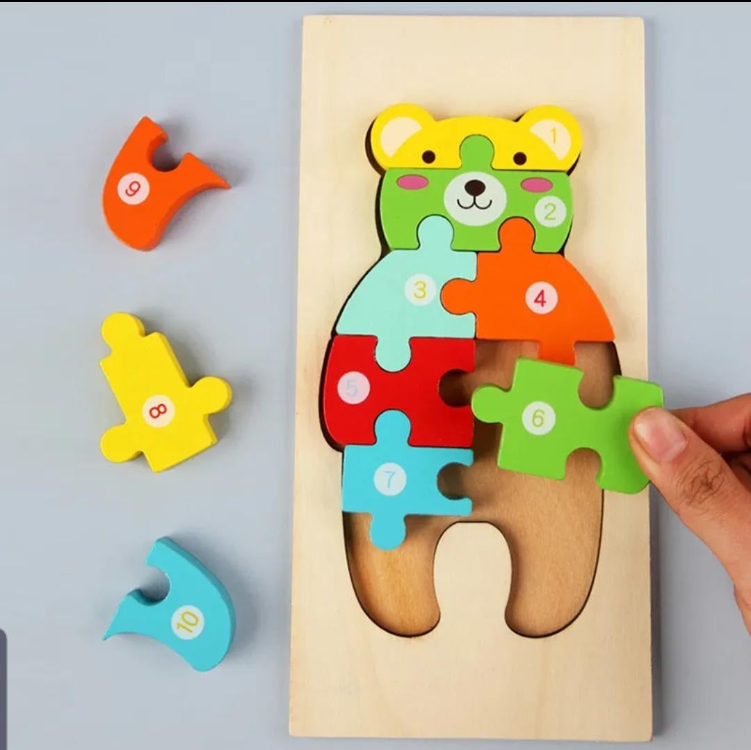 Jigsaw 3D Puzzle Set, Animal Cartoon 3D Puzzle Toys, Blocks Matching Toys, Hand Grip Plate Toddler Toys, Montessori Wooden Puzzles For Children, Kids Educational Learning Jigsaw Puzzle