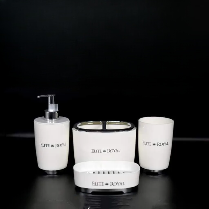 4Pcs Elegant Bathroom Set, High Quality Bath Accessories, Toothbrush Holder, Soap Dish And Lotion Dispenser