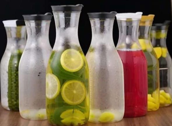 Transparent Water Bottle With Flip Lid, Airtight Juice Bottle, Round Clear Plastic Water Bottle