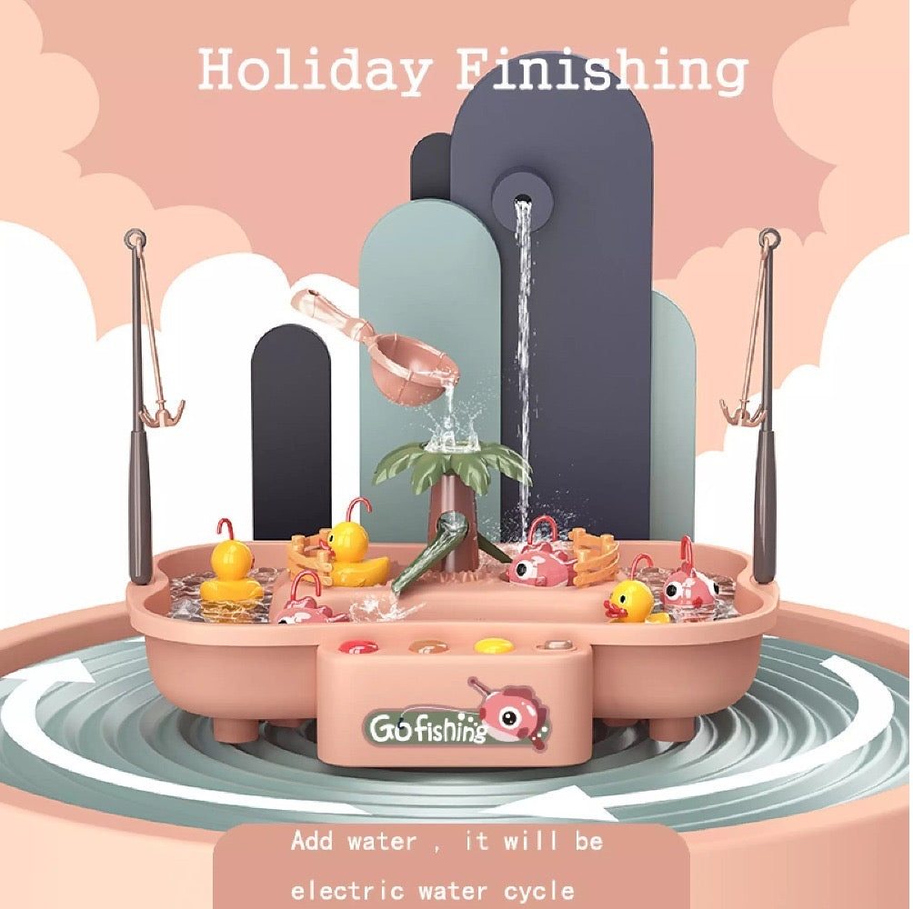 Fish Catching Game Fishing Game With Water Circulation Pool With Water Fountain Function toy.