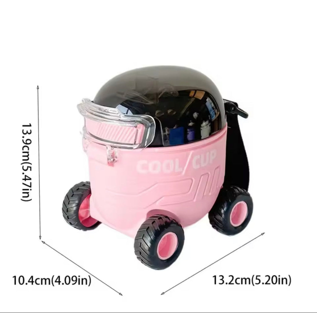 Mars Shaped Cool Car Straw Water Bottle, 550ml Children Water Bottle With Strap, Large Capacity Cartoon Sippy Cup