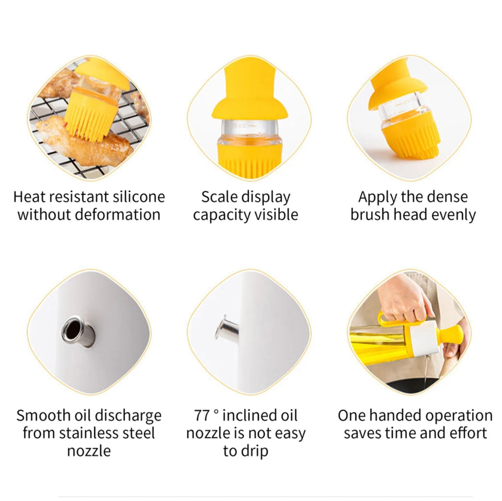 500ml Oil Dispenser Bottle With Brush, Cooking Seasoning Oil Bottle, Multifunctional Oil Bottle With Barbeque Brush