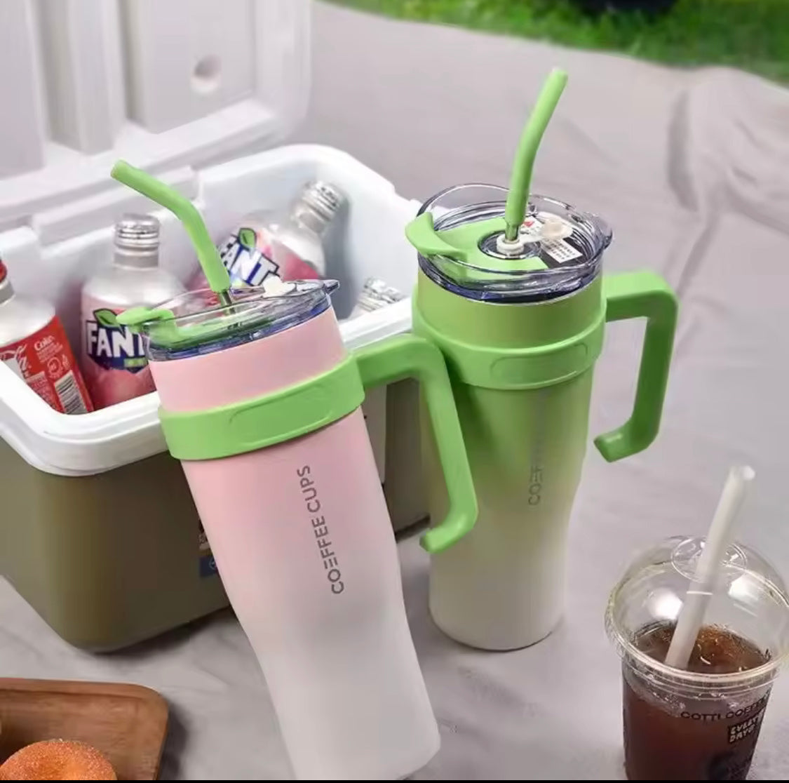 40oz Insulated Gradient Tumbler With Lid, Stainless Steel Car Mug With Straw, Stainless Steel Vacuum Insulated Car Mug
