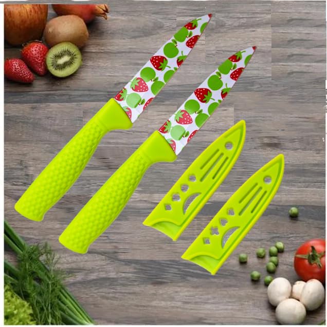 Stainless Steel Fruit Knife, Fruit Design Kitchen Knife, Stainless Steel Fruit Design Knife With Cover