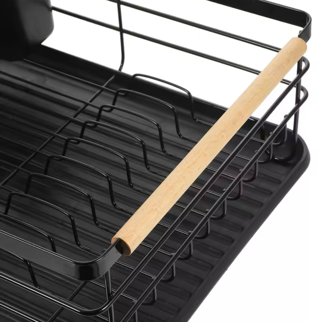 Stainless Steel Kitchen Dish  Storage Rack, Wooden Handle Dish Storage Holder, Chopsticks And Utensils Holder