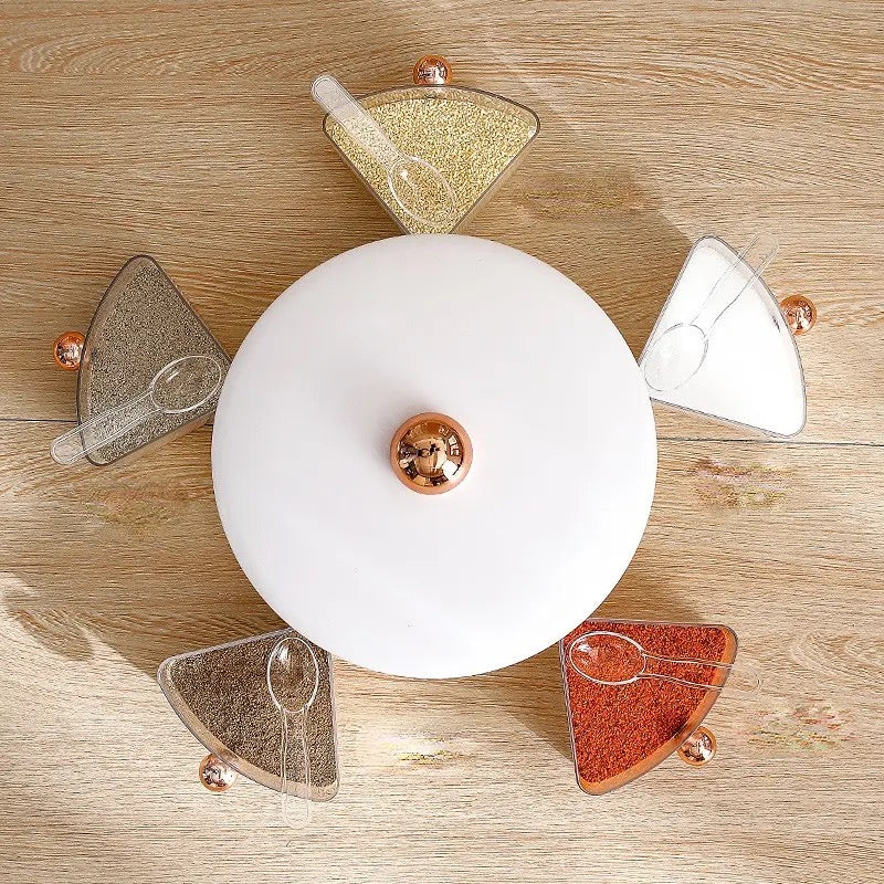 Seasoning Jar, Rotating Seasoning Box Five Grid Storage Box, Turntable Spice Organizers