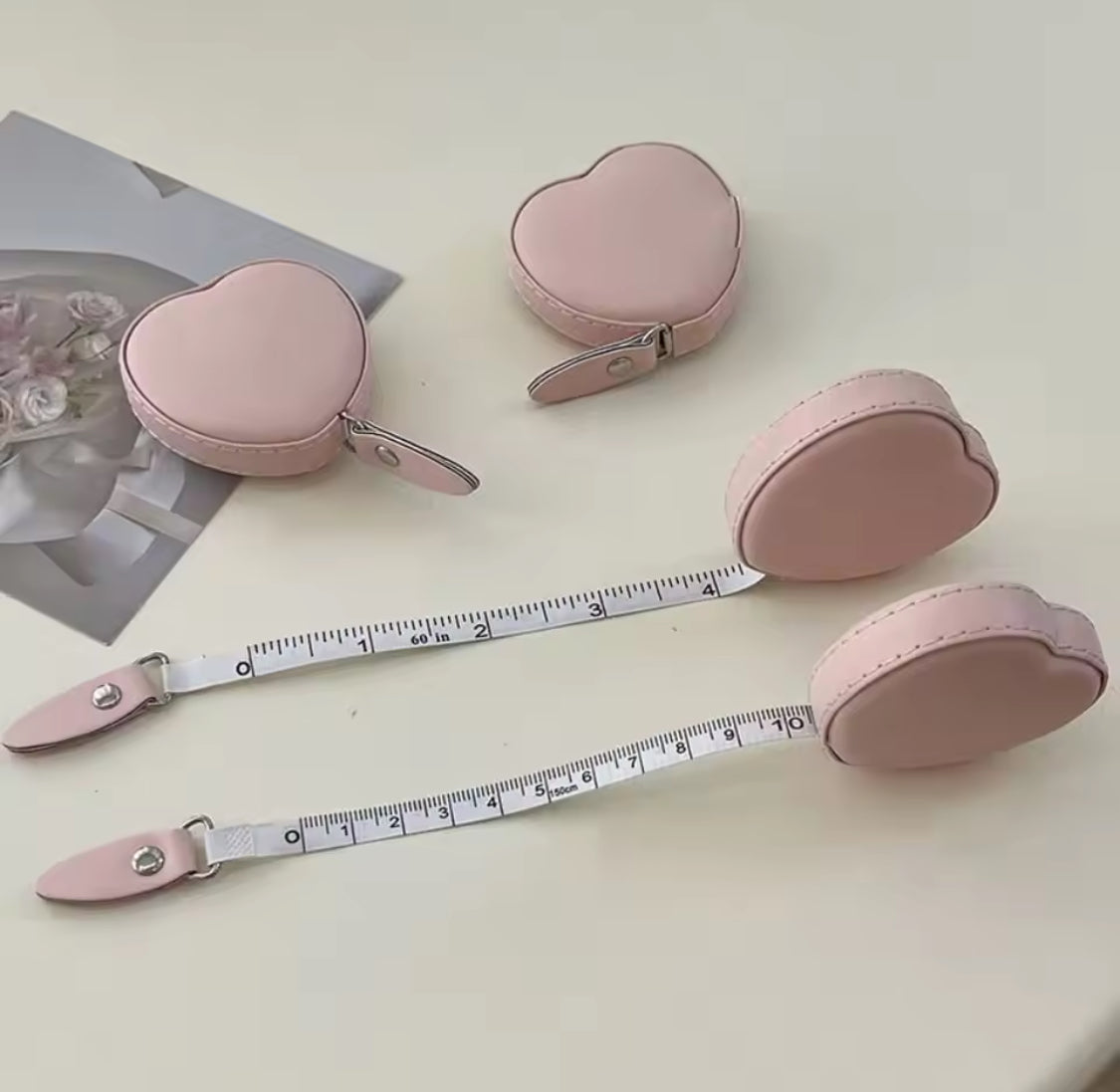 Cute Heart Shape Measuring Tape, Portable Soft Leather Measuring Tape, Mini Ruler for Body Measuring Tool