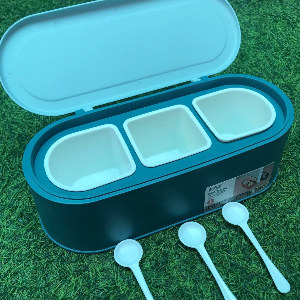 High Quality Three Gird Kitchen Condiment Holder, Household Combination Seasoning Boxing, Multi Grid Salt Seasoning Spice Container, Household Kitchen Spice Jar