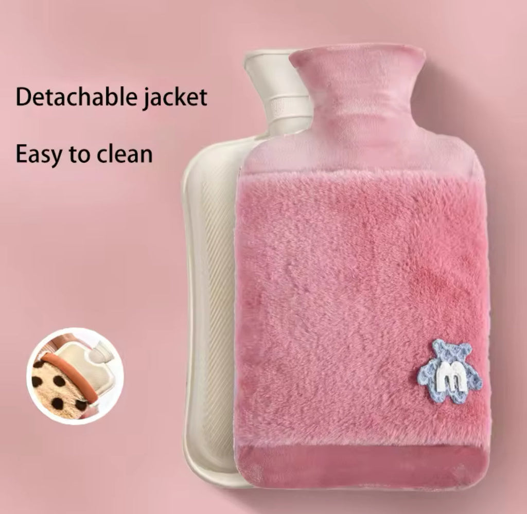 Large Capacity Hot Water Bottle With Plush Cover, Reusable Warm Water Bag Cover, Explosion Proof Water Bottle Cover