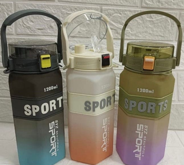 1200ml Fantasy Sports Water Bottle, 1L Gradient Outdoor Fitness Sports Bottle, Water Bottle With Straw, Portable Gym Fitness Sports Shaker, Leak Proof Water Bottle For Outdoor Camping, Beverage Container For Outdoor