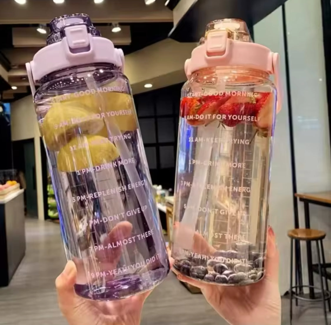 Pack Of 3 Transparent  Motivational Water Bottle, Large Capacity Water Bottle, Sports Water Bottle, Transparent Refillable Leakproof Water Bottle