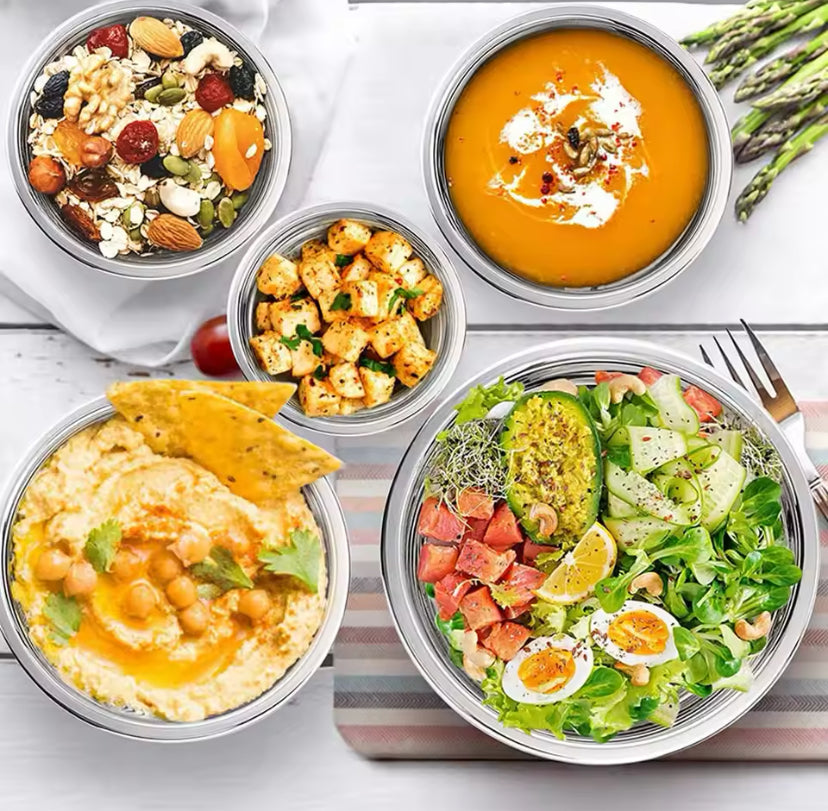 Set Of 5 Stainless Steel Mixing Bowl With Lid, Silicone Mixing Bowl Set, Salad Cooking Mixing Bowl, Stainless Steel Pots, Multifunctional Sealed Fresh Bowl Household, Kitchen Cooking Bowl