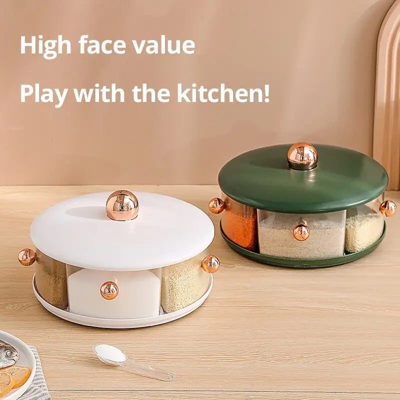 Seasoning Jar, Rotating Seasoning Box Five Grid Storage Box, Turntable Spice Organizers