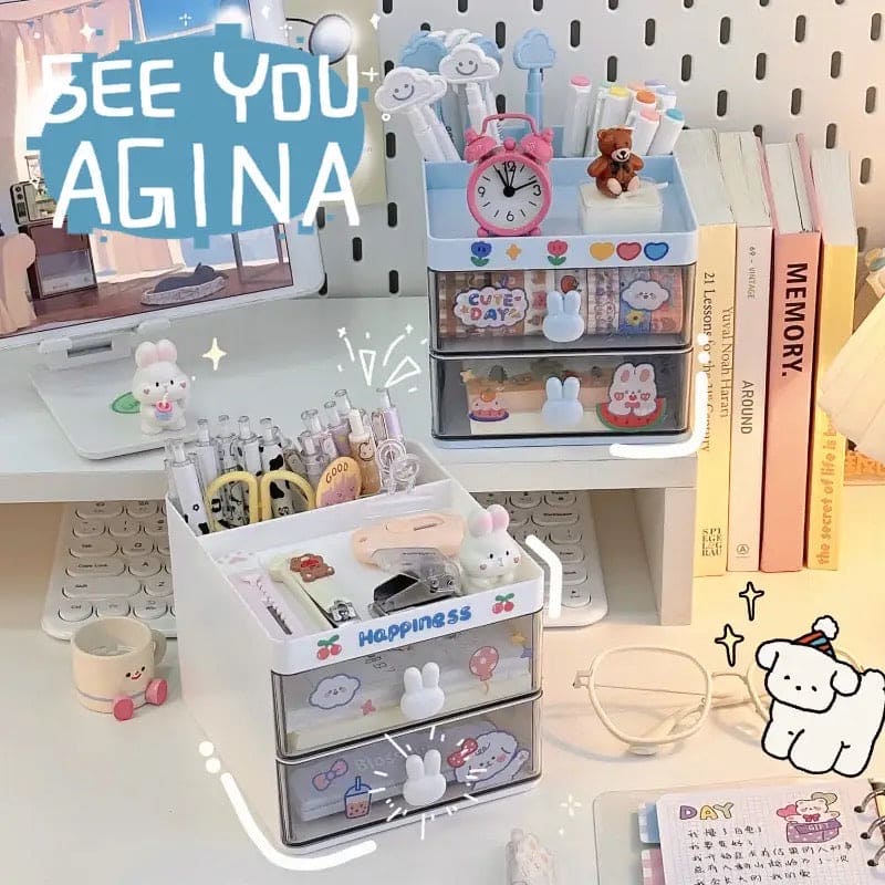 Cute Candy Stationary Organizer, Lovely Fashion Pen Holder with Sticker, Multifunctional Stationery Pencil Organizer, Large Capacity Waterproof Student Desk Holder