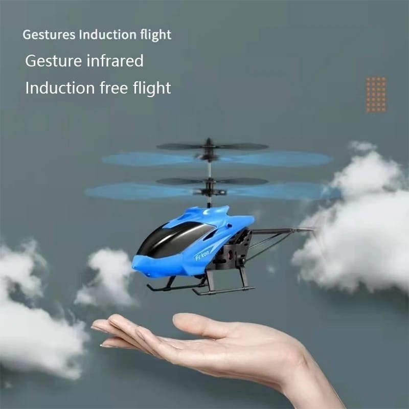 Mini RC Helicopter, 2Ch Electric Rc Flying Toy, Plastic Flashing Light Plane Toy, Mini Drone Flying Helicopter, Rechargeable Hand-Sensing Drone Copter Toy, Realistic Indoor Outdoor RC Helicopter Toy