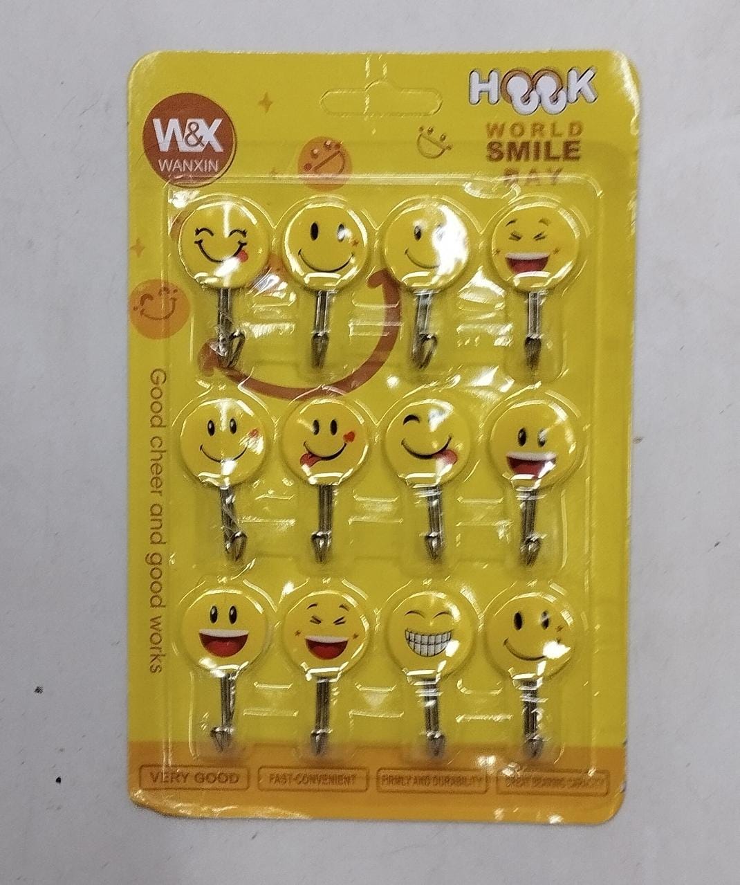 Set Of 3 Strong Adhesive Wall Hook, Smiling Face Style Sticky Hooks, Strong Sticky Emojis Hook