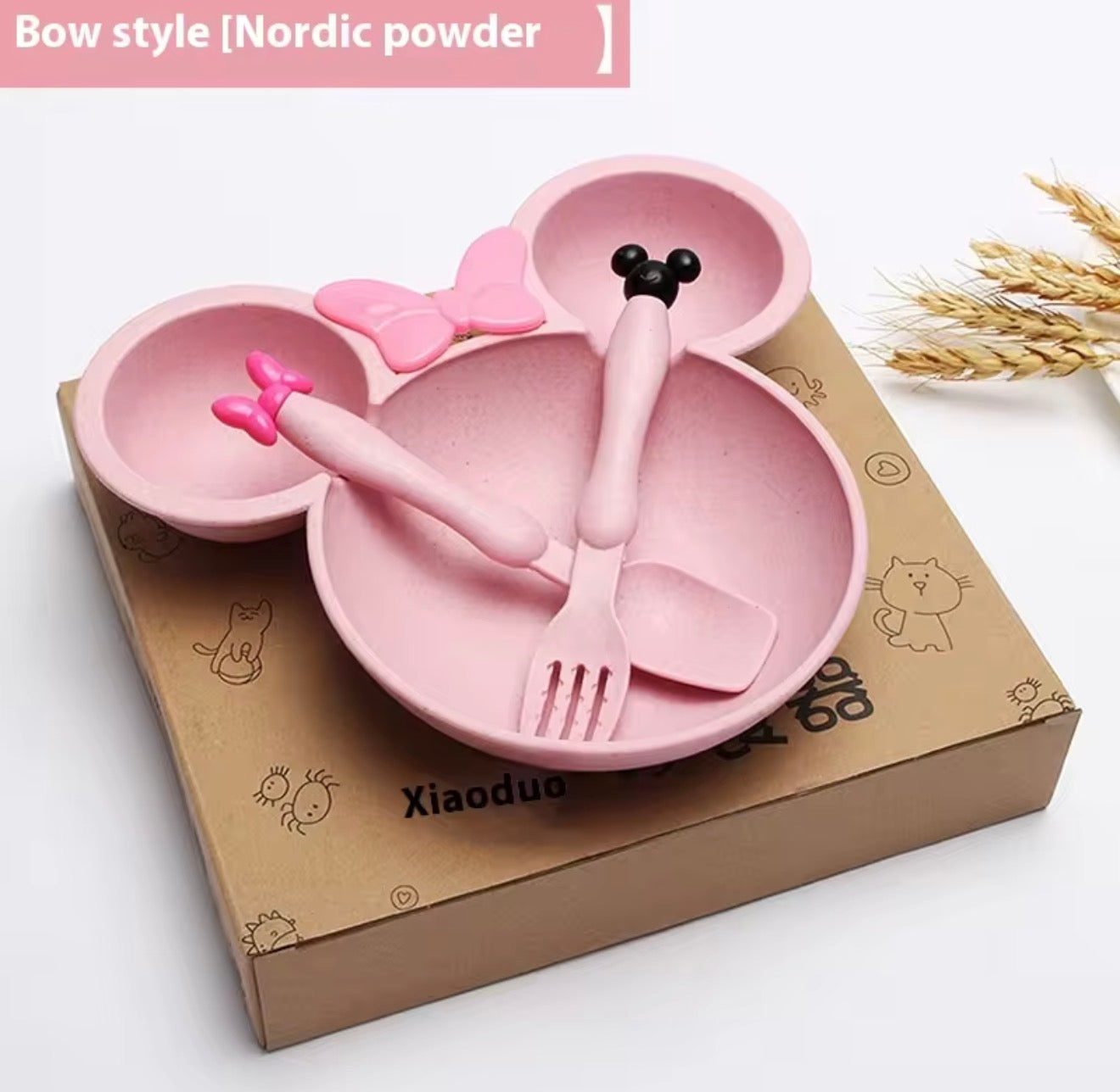 Set of 4 Mickey Mouse Kids Plate set with Spoon and Fork