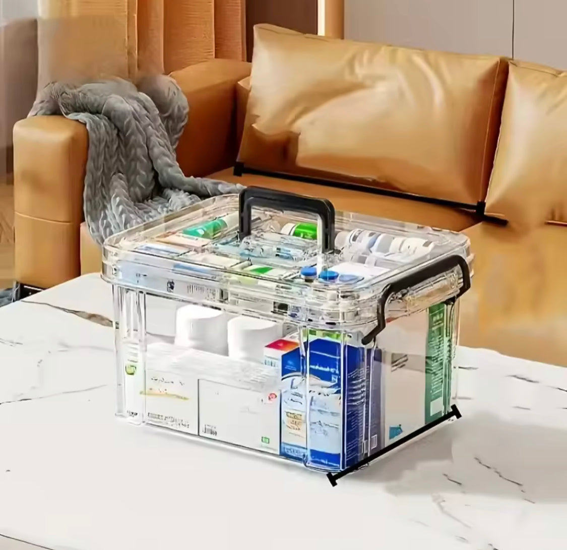 Double Layer Transparent Medicine Box, Household Medicine Box, Large Capacity Multifunctional Medicine Storage Box