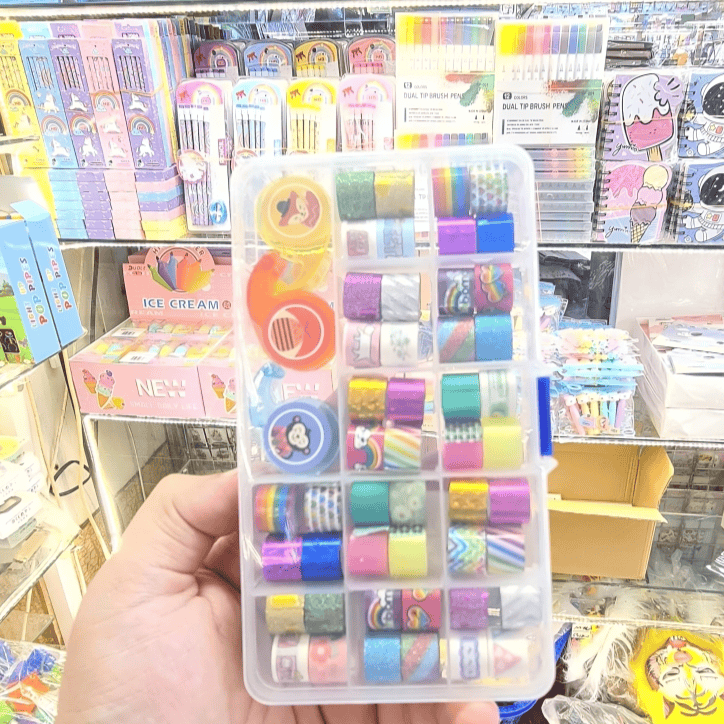 Set of 51 Decorative Tape, Art Washi Tape Storage Box.