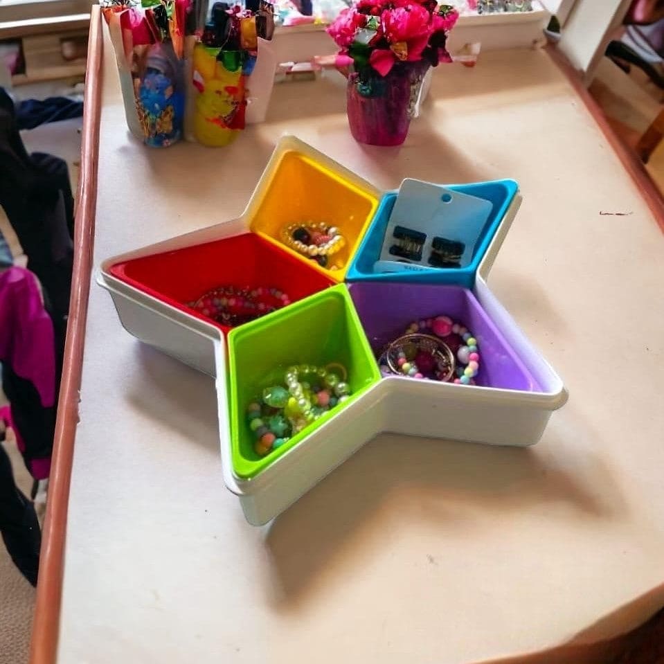 Star Dried Fruit Tray, Household Divided Fruit Bowl with Lid, Plastic Snack Serving Tray, Food Storage Organizer, Multifunction Dried Fruit Box