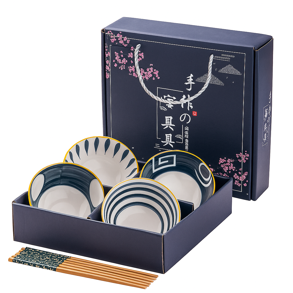 Japanese Ceramic Printed Bowls - Set of 4