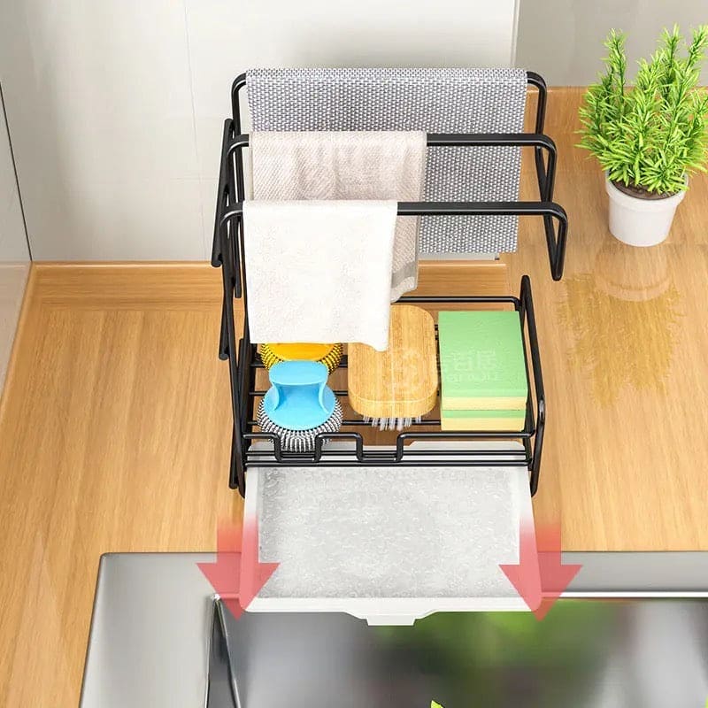 Iron Dishcloth Storage Rack, Creative Fabric Kitchen Rack, Wall Mounted Iron Shelf, Countertop Multifunctional Towel Rack, Wrought Iron Rag Basket, Sink Sponge Drain Rack