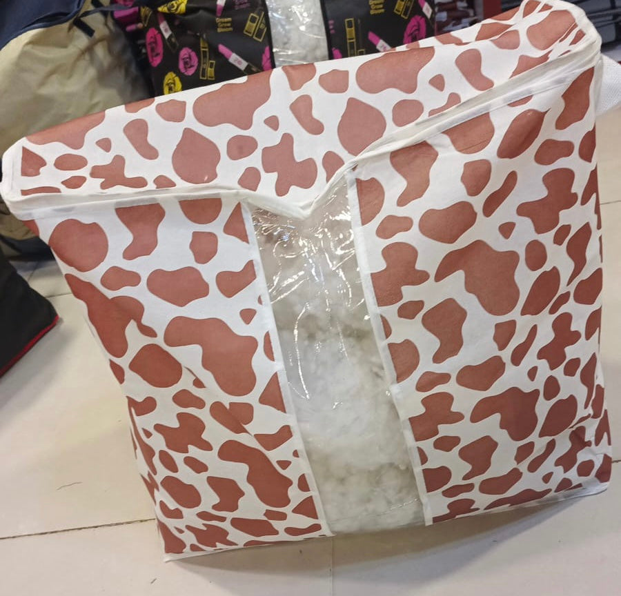 Printed Multipurpose Storage Bag, Storage Bags With Handles, Non Woven Floral Print Storage Organizer, Closet Organizer