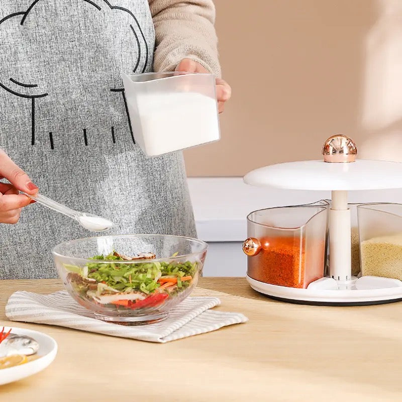 Seasoning Jar, Rotating Seasoning Box Five Grid Storage Box, Turntable Spice Organizers