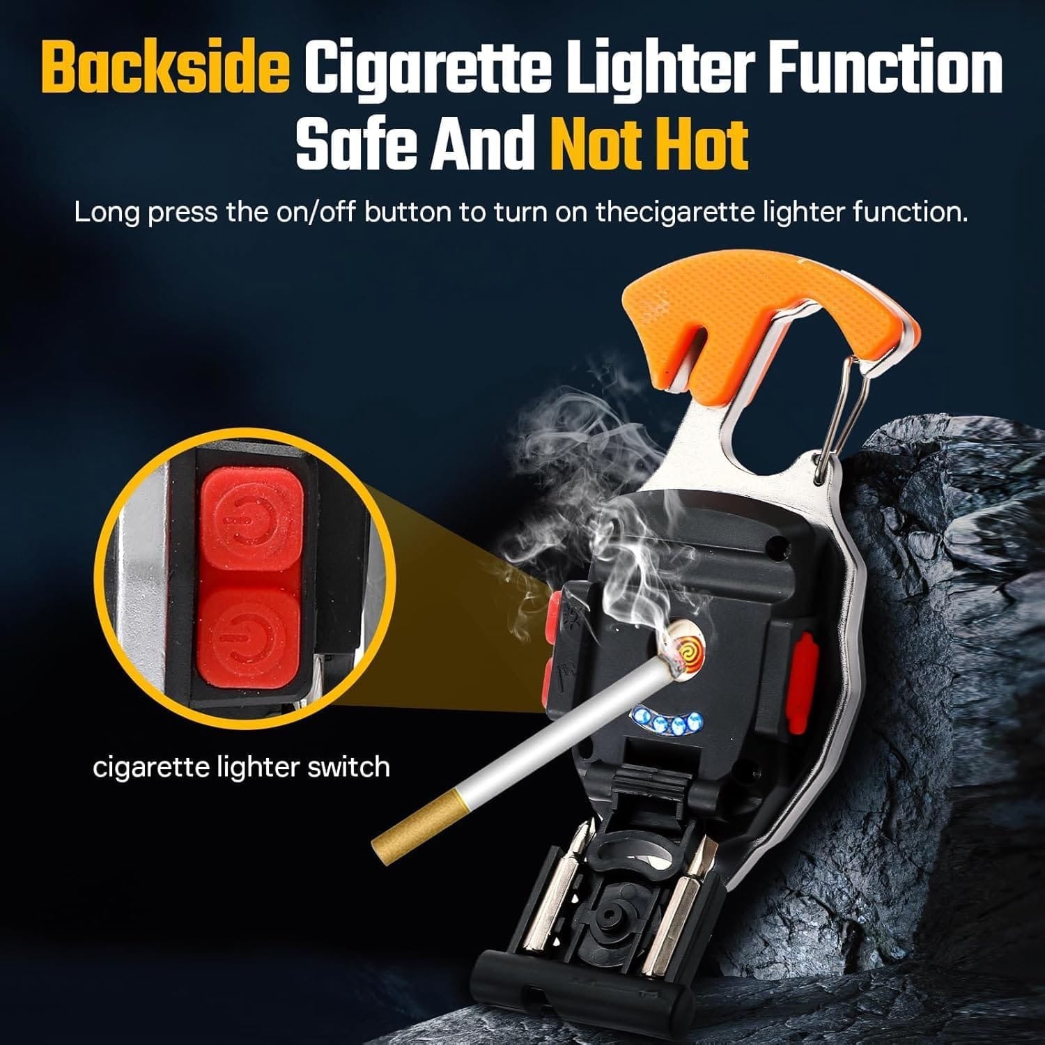 Multifunctional Keychain Lighter, Mini Torch With Cigarette Lighter, USB Rechargeable Flashlight With Screwdriver