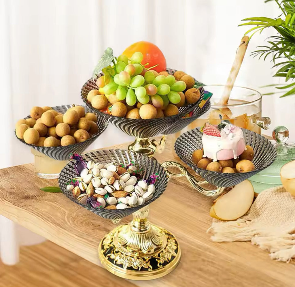 Vintage Style Luxury Rotating Fruit Tray, Rotating Snack Serving Tray, Snack Dried Fruit Plate, Fruit Tray Serving Tray With Stand