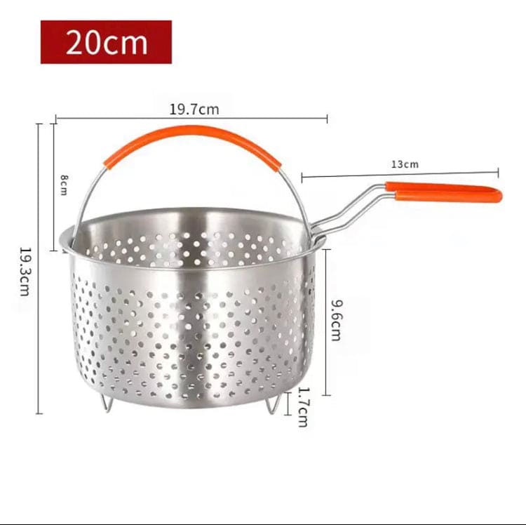 Stainless Steel Cooking Steamer With Handle, Kitchen Pot Pressure Cooker, Anti-scald Steamer Basket, Multifunctional Fruit Vegetable Washing Basket, Deep Fryer Pot Strainer