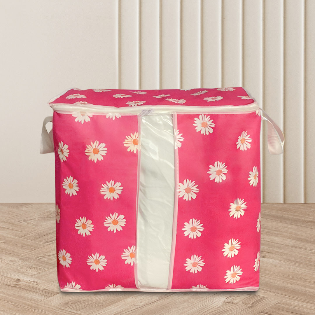 Printed Multipurpose Storage Bag, Storage Bags With Handles, Non Woven Floral Print Storage Organizer, Closet Organizer