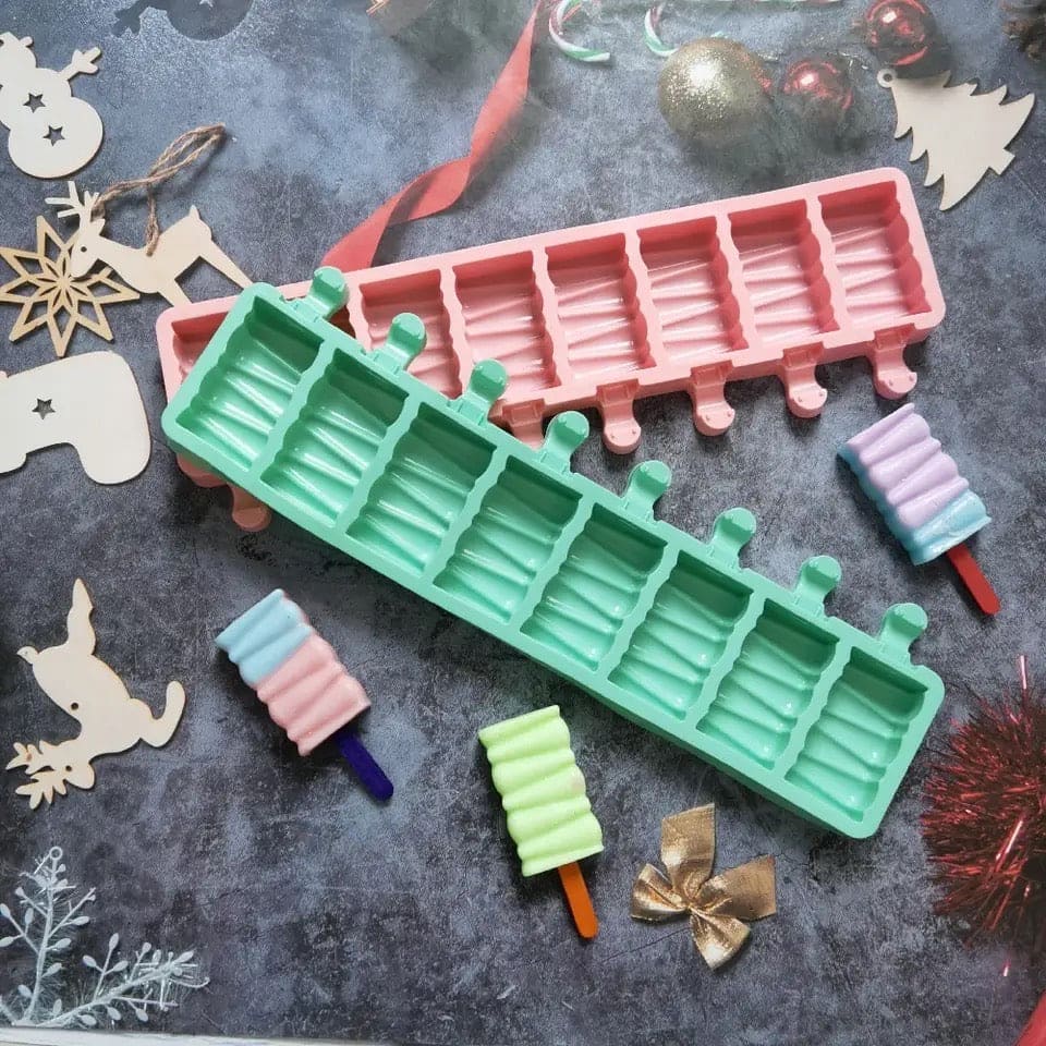 8 Cell Silicon Popsicle Mold, Building Block DIY Molds, 3D Cake Jelly Ice Baking Tray, Multipurpose Pudding Ice Cake Mold, Ice Pop Up Maker Mold