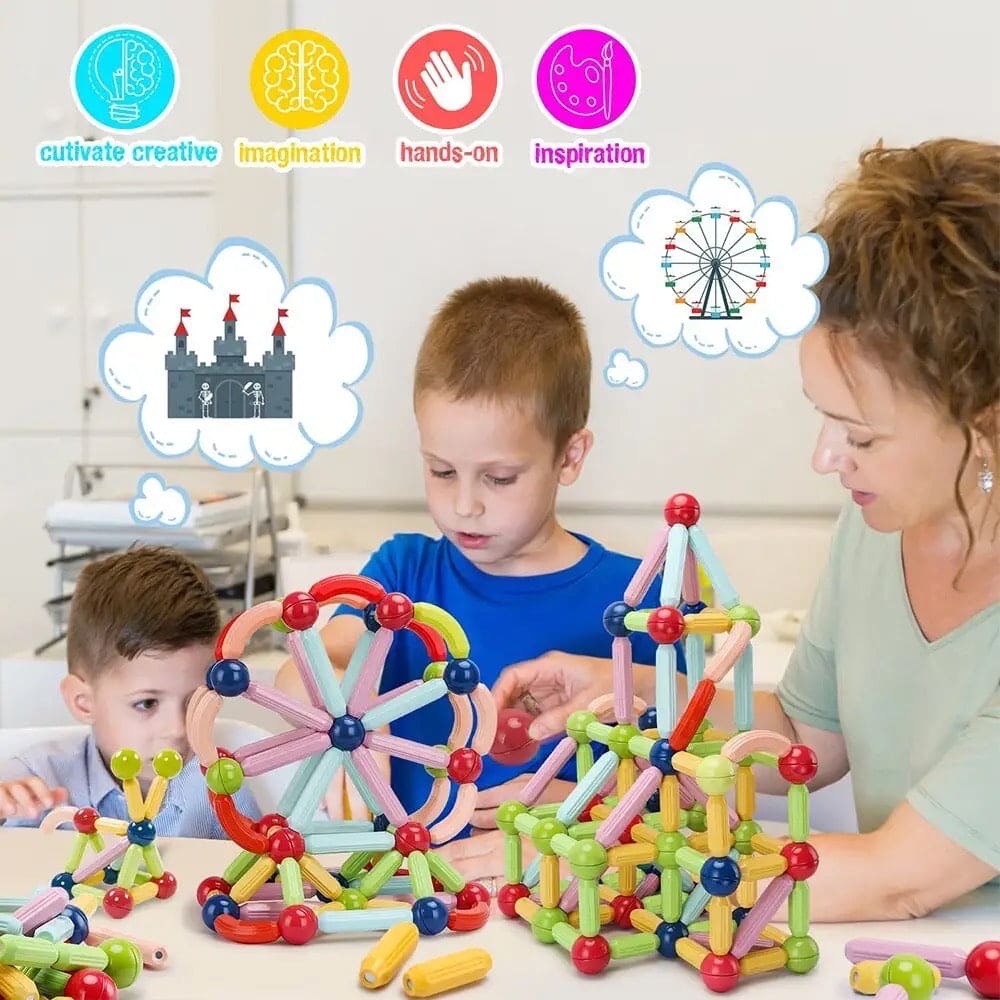Magnetic Blocks Bar Toy, Magnetic Sticks & Balls Building Blocks Toys.
